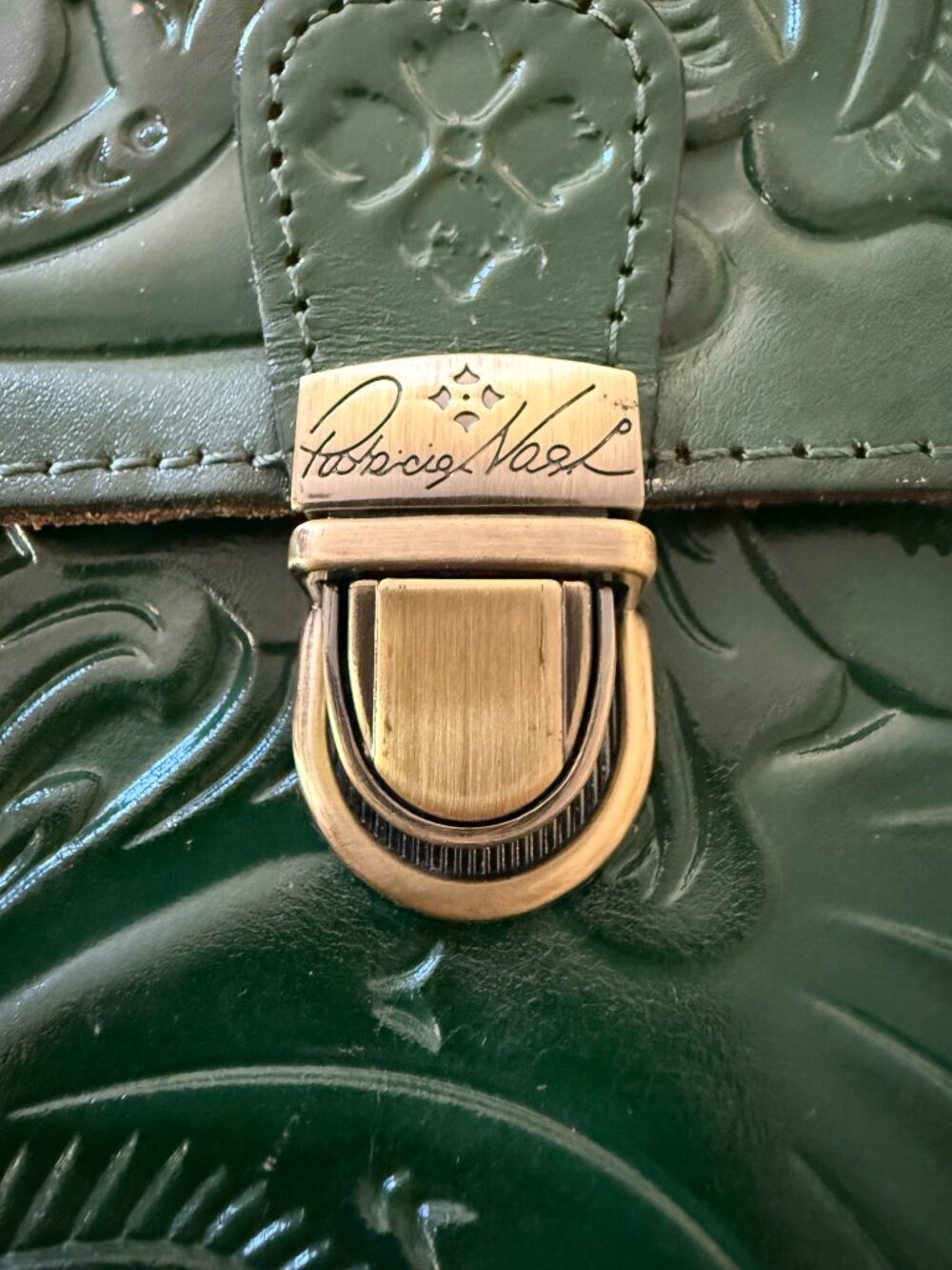Patricia Nash green tooled leather crossbody purse - Picture 8 of 10